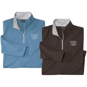 ATLAS FOR MEN - Set van 2 coltruien met rits - Heren - Verkrijgbaar in grote maten - L
