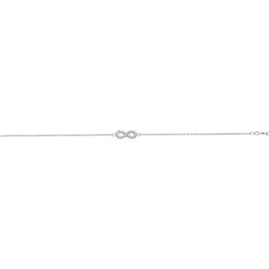 The Fashion Jewelry Collection Armband Infinity Zirkonia 1,0 mm 16 + 2,5 cm - Zilver Gerhodineerd