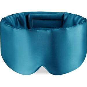 100% moerbeizijde slaapmasker oogmasker met verstelbare hoofdband voor mannen en vrouwen, groot slaapmasker en oogbindweefsel voor nachtslaap, reizen en dutje Eén maat pauwblauw