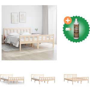 vidaXL Bedframe Grenenhout - Klassiek Design - 195.5 x 145.5 x 69.5 cm - Geschikt voor 140 x 190 cm Matras - Bed - Inclusief Houtreiniger en verfrisser
