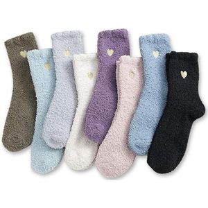 8 Paar - sokken - Warme Fuzzy Fleece Sokken - Huissokken Dames - Warme Winter Sokken- Fluffy Sokken - Slaapsokken - Huissokken - Kousen - warm houden - koraal fleece - Pluche en comfortabel - dikke pluche sokken - middenbuis sokken