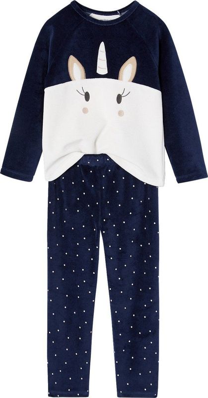 Vertbaudet - Fluwelen Meisjespyjama - Eenhoorn - Zacht - Lange Mouwen