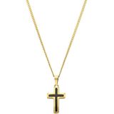 Lucardi - Kinder Stalen Golddplated Ketting met Kruis - Ketting - Zilverkleurig - 43 cm