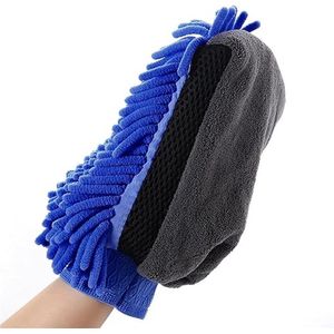 Narimano® draagbare autowashandschoenen - microfiber zachte chenille washandschoen - dubbelzijdig grote stofhandschoenen - schoonmaken van het huis, blauw