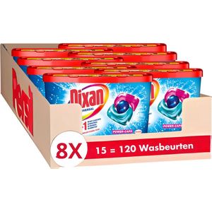 Dixan - Triplets Universal Box - Wascapsules - Krachtige Formule - Tegen Vlekken - Voordeelverpakking - 8 x 15 Wasbeurten
