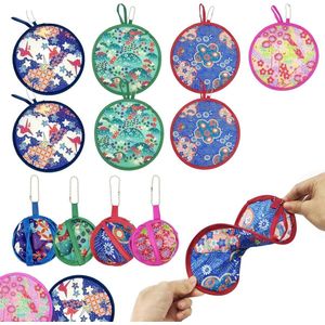 7 Pcs Foldable Round Folding Compartments Hand Fans for Home Decor Personal Decoration Summer Parties Weddings
