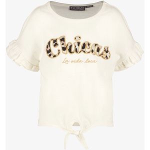 TwoDay geknoopt meisjes T-shirt met tekst wit - Maat 98