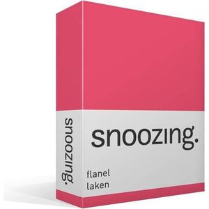 Snoozing - Flanel - Laken - Eenpersoons - 150x260 cm - Fuchsia