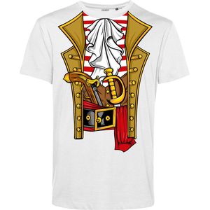 T-shirt Piraten Kostuum | Carnavalskleding heren | Carnaval Kostuum | Foute Party | Wit | maat XXL