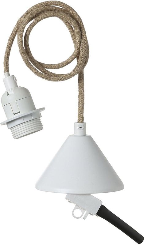 Lampfitting - Wit - Touwkabel 1m - E27 - Inclusief Afdekplaatje