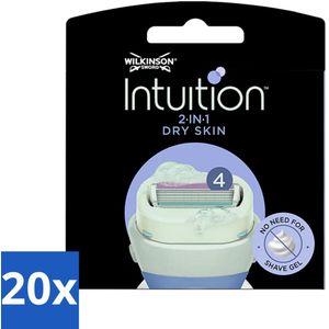 20 x Wilkinson Sword - Navulmesjes - Intuition Mesjes Dry Skin - Verzachtend - 3 mesjes - Scheerbeugel - Kokosmelk - Amandelolie - Hydraterend - Gevoelige Huid