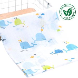 Triplepack 3x BoefieBoef Walvissen Wit Grote XL Hydrofiele Doek Baby - Duurzaam Eco Bamboe | Swaddle, Inbakerdoek, Hydrofiele Luier & Babydeken - Wit Blauw Groen