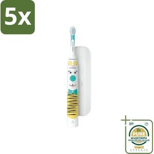 5 x Philips Sonicare - Elektrische Tandenborstel - For Kids - Vanaf 3 Jaar - HX3601/01 - Grootverpakking - Tandenborstel Voor Kinderen - Elektrische Tandenborstel Voor Kinderen - Tandenpoetsen Voor Kinderen - Gaatjes Voorkomen - Zachte Tandenborstel