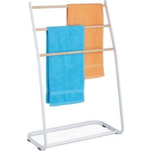 Relaxdays handdoekrek staand - met 3 handdoekstangen - handdoekhouder badkamer - modern