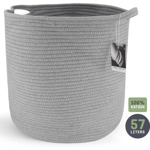 Sophie Nordinn® - Mand Goteborg (Grijs groot) - 100% katoen - Opbergmand - Wasmand - Wasmanden - Waszak - Bloempot - Plantenmand - Opbergbox - Speelgoed - Scandinavisch interieur - Woon Accessoires