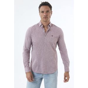Jimmy Sanders - Basic Overhemd - Bordeaux - Linnen Katoen Blend