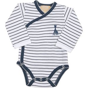 Sophie de giraf - romper - wit - met blauwe streep - met sierrandje - 3 Maanden - 60cm