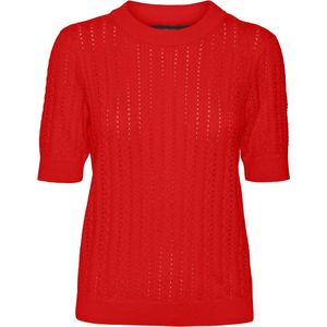VERO MODA VMMORENA 2/4 O-NECK PULLOVER GA BOO REP Dames Trui - Fiery Red