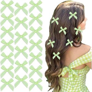 20 stuks groene haarstrikken voor dames - Mini-strikken haarspelden lint haarclip voor meisjes en vrouwen