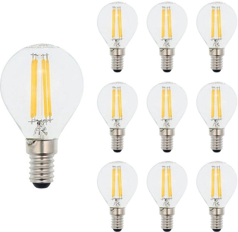 VITO LED Filament Kogellamp G45 E14 - 6W (vervangt 60W) - 736lm - 4000K - Ø45mm - 220-240V - Energiezuinig - 10 stuks