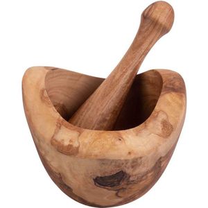 Bowls and Dishes Pure Olive Wood olijfhouten Vijzel 14 cm met stamper - Cadeau tip!