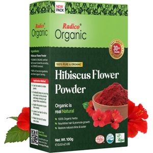 Radico ORGANIC HIBISCUS 100% Natuurlijke BIO Organic Vegan HAARGROEI, ANTI-ROOS, Kalmerende, Voedende Treatment, Haarmasker en SHAMPOO 3 in 1 met ECOCERT voor Vrouw en Man 100g