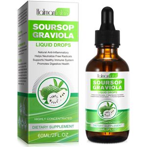 Soursop (Zuurzak) druppels | 60ml | Celherstel | Antioxidanten | Vitaminen | Energie | Ontspanning | Gezond | Immuunsysteem | 1-2 maanden voorraad