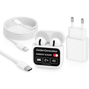Black Friday deal - GoldenGeneration A11 Pro Draadloze Oordopjes + 35W Snellader – Premium Geluid & Supersnelle Oplading - Wit