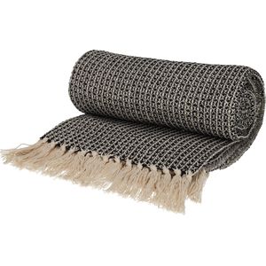 JENS Living Plaid Wafel - Gerecycled katoen - 130 x 180 cm - Zwart
