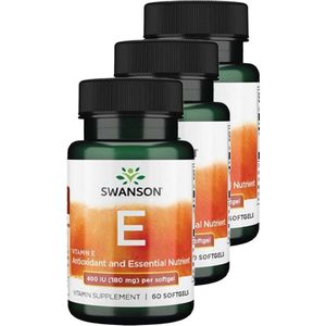 Swanson | Vitamine E 180mg | 60 Softgels | 3 stuks | 3 x 60 Softgels