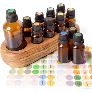 Opslagdoos voor essentiële oliën - Houten display organizer - 9 slots - Standhouder - Opbergdoos voor 15ml flessen en parfumoliën - Nagellakcollectie