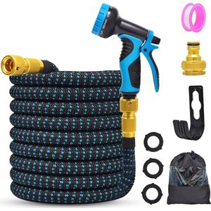 15 m / 30 m / 45 m flexibele tuinslang waterslang met 3/4 inch en 1/2 inch massief messing aansluitingen 10 functionele sproeiers douche flexibele slang