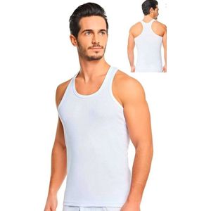 3Pack - Heren Onderhemd - %100 Katoen - Halterhemd - Tanktop - Maat M - Wit