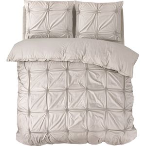 Sleeptime - Dekbedovertrek Punch pintuck - Taupe - 140x220 + 1 Kussensloop 60x70