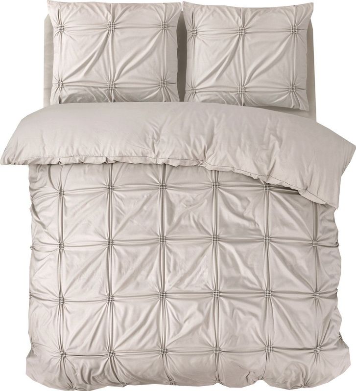 Sleeptime - Dekbedovertrek Punch pintuck - Taupe - 140x220 + 1 Kussensloop 60x70