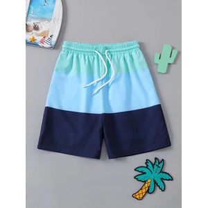 Vavida Zwembroek - Maat 134/140 - Turquoise - Lichtblauw - Wit - Gestreept - Sneldrogend