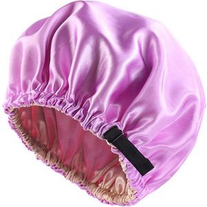 Rojafit Satijnen Slaapmuts - Bonnet Satijn - Slaapmuts - Afro Nachtmuts - Unisex - XXL - met verstelbare hoofdband - Lila