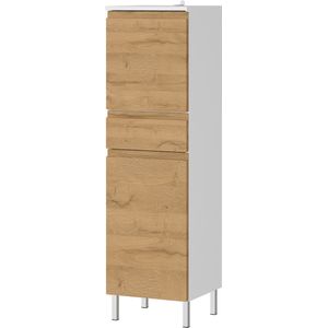 Badkamer Kolomkast Samos Eiken Wit - Breedte 34 cm - Hoogte 120 cm - Diepte 34 cm