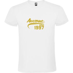 Wit T-Shirt met “Awesome sinds 1997 “ Afbeelding Goud Size XXXL