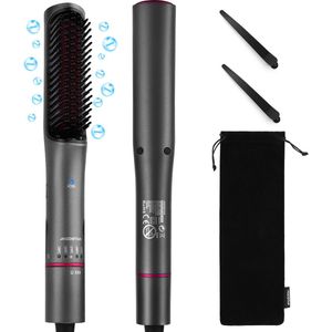 Aigostar Stijlborstel Straight Brush - Stijltang - 2 in 1 - Straightening & Curling Haarborstel - Ionisch - 110-240V - Ideaal voor op Reis - Infrarood Technologie - Elektrische haarborstel - Warmteborstel - Alle haartypes - Tessa