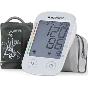 Mobiclinic TX-01 - Elektronische bovenarm sfygmomanometer - Digitale sfygmomanometer - LCD-scherm - Automatische sfygmomanometer met huls - 4×30 meetgeheugen