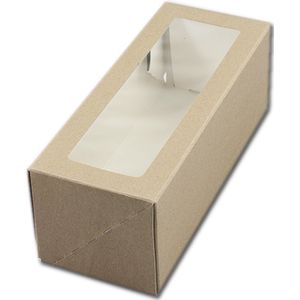 BrandNewCake® Taartdoos - Slof Met Venster - 25x10x9 cm - Taartdoos Karton - Cakedoos - 3 Stuks - Bruin