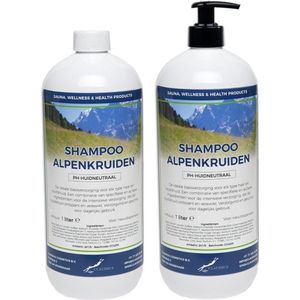 Shampoo Alpenkruiden - 1 liter - 2 Stuks - met pomp - Voordeelverpakking - Haarverzorging