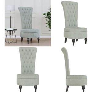 vidaXL Stoel hoge rugleuning met knopen fluweel lichtgrijs - Stoel Met Hoge Rug - Stoelen Met Hoge Rug - Stoel - Accentstoel