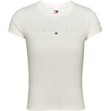 Tommy Jeans Slim Tonal Linear T-shirt Met Korte Mouwen Beige XS Vrouw