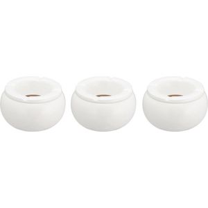 Set van 4x witte terrasasbakken/stormasbakken 11 cm - Buiten asbakken - Tafelaccessoires - Tuin artikelen