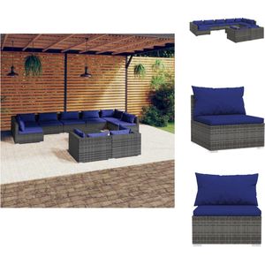 vidaXL Loungeset - Grijs - PE-rattan - Stevig Frame - Modulair Design - Comfortabele Kussens - Tuinset