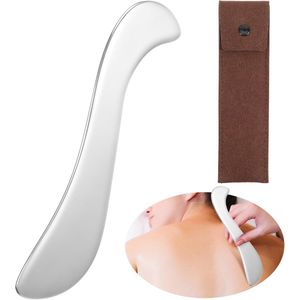AOZUO Gua Sha Guasha Stainless Steel with Storage Bag, Fascia Scraper, Massage Tools, Fascia Tool for Neck, Spa, Relaxation, Body Muscles, Back, Arm and Legs