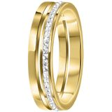 Lucardi Dames Ring - Goldplated - 2 Rijen Kristal - Staal - Goudkleurig