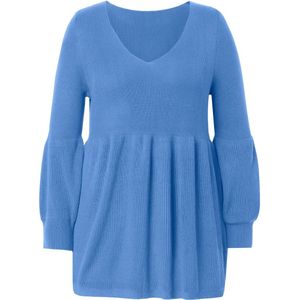 MIAMODA - Dames - Trui kasjmier touch breed schootje - Licht korenbloem - Maat 46+